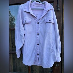 Free People Cotton Fleece Button Up Jacket Shacket Orchid L